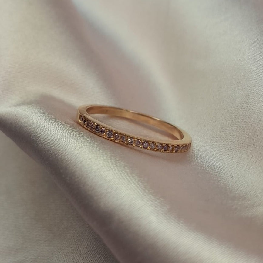 Anillo Oro Rosa Diamantes Rosa - Anillo oro 18k