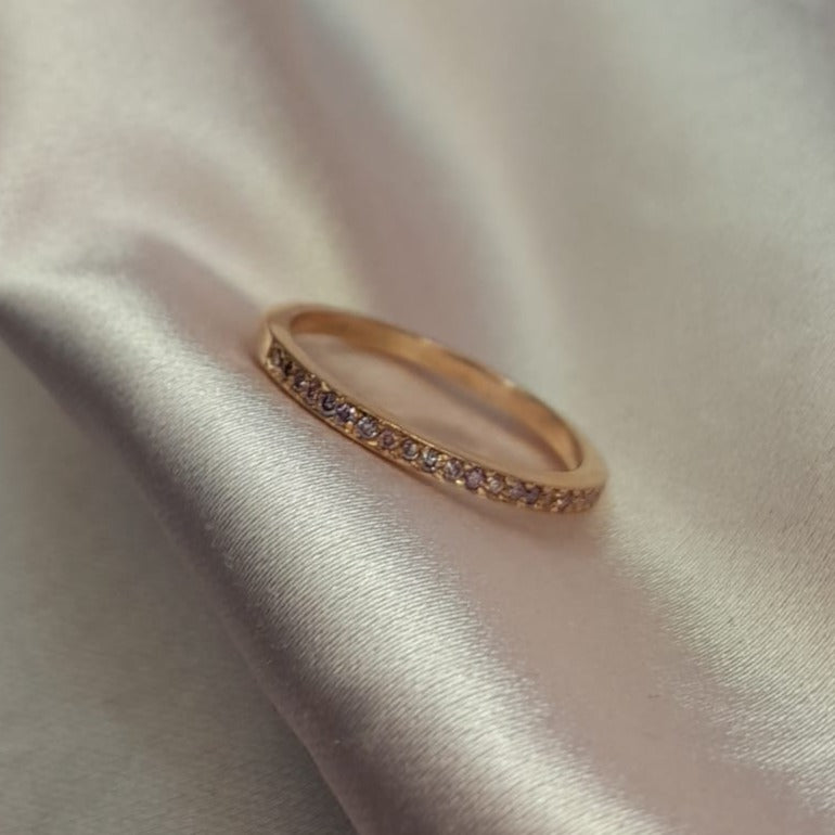 Anillo Oro Rosa Diamantes Rosa - Anillo oro 18k