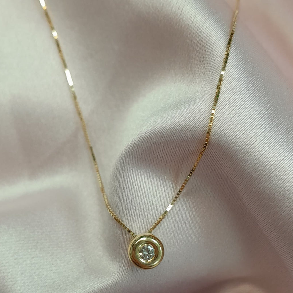 Collar Oro Amarillo Punto de Luz con Diamantes - Collar Oro 18K