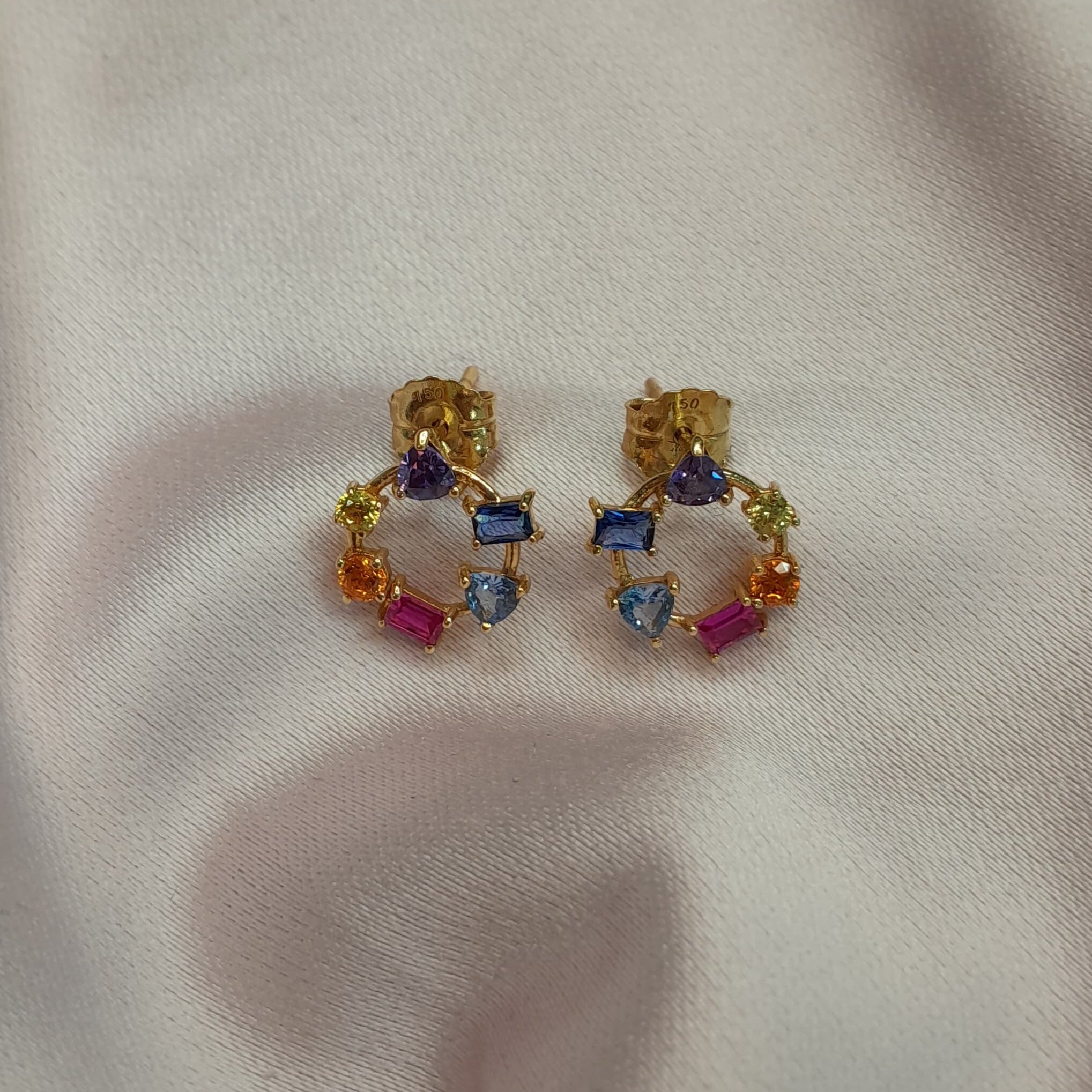 Aros en Oro amarillo y topacios - Aros Oro 18k
