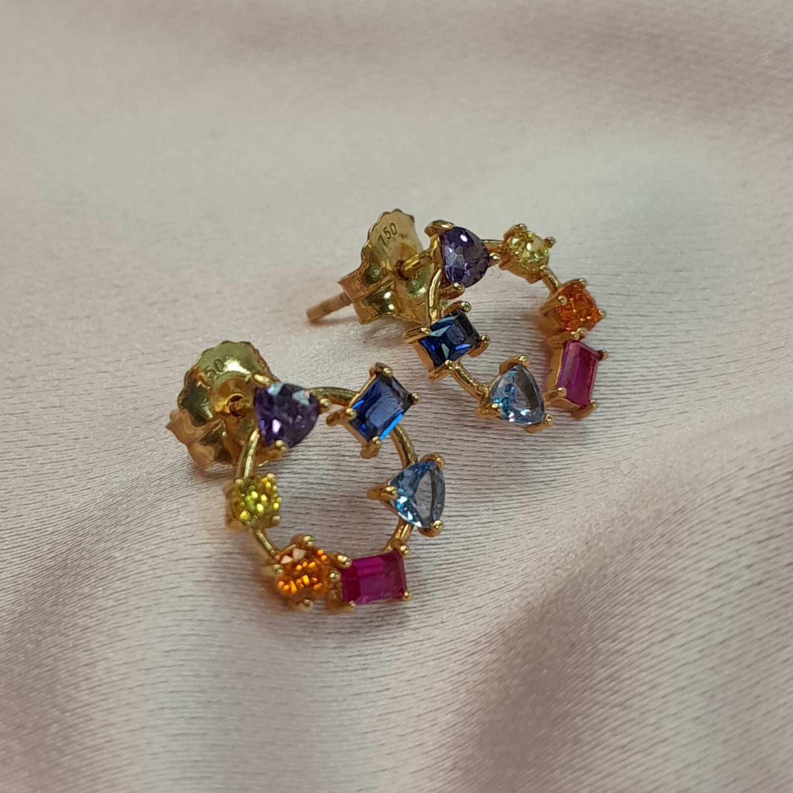 Aros en Oro amarillo y topacios - Aros Oro 18k