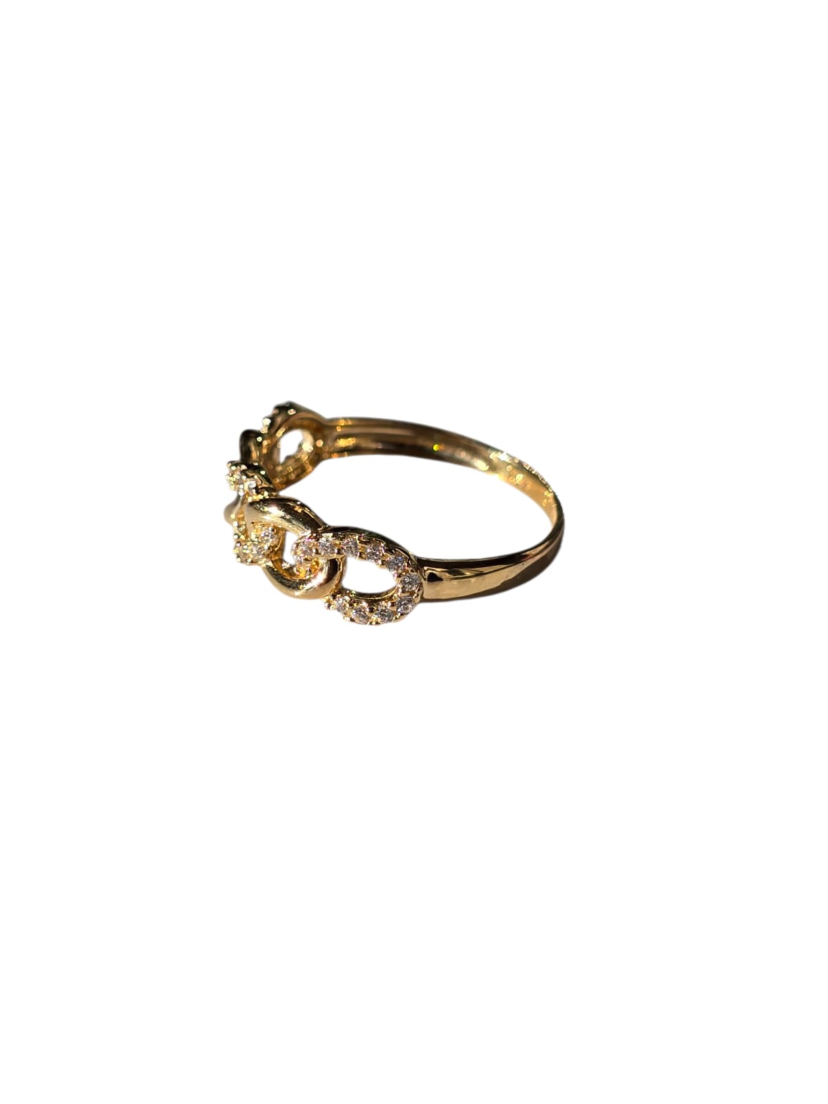 Anillo Oro 18K Eslabones cadena con zirconia