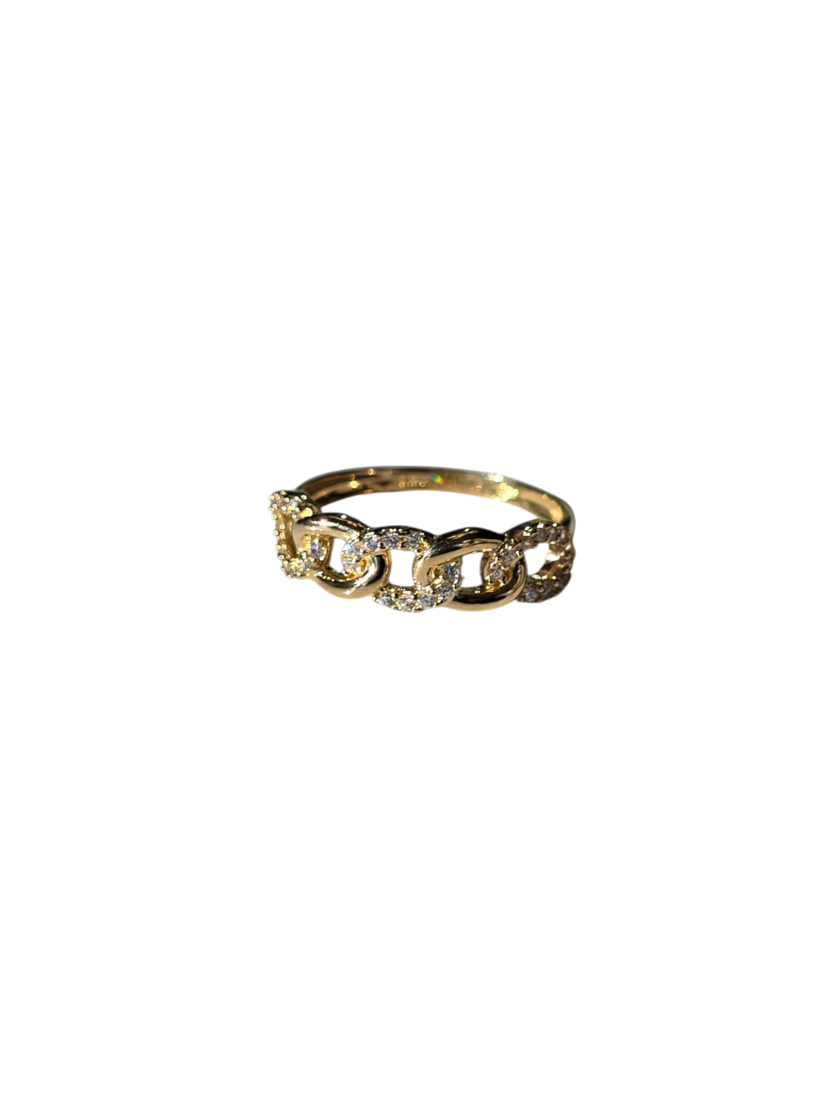 Anillo Oro 18K Eslabones cadena con zirconia