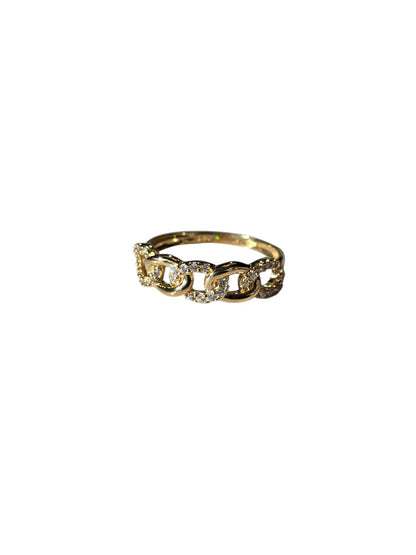 Anillo Oro 18K Eslabones cadena con zirconia