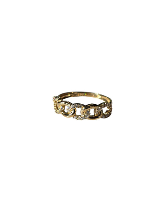 Anillo Oro 18K Eslabones cadena con zirconia