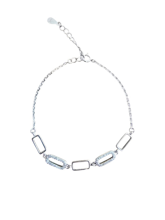Pulsera Plata 925 y Zirconia Eslabones Géminis