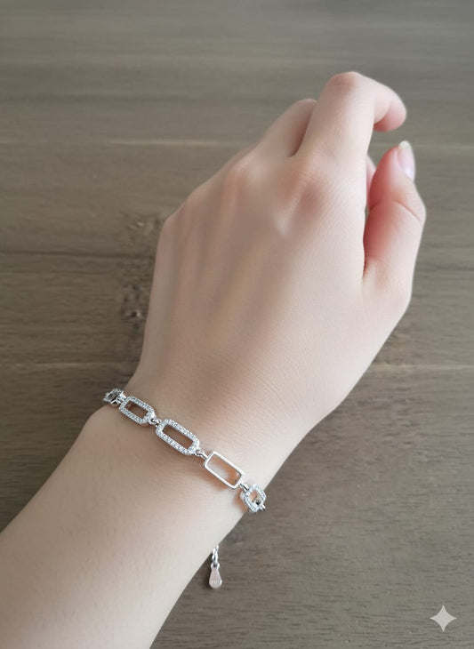 Pulsera Plata 925 y Zirconia Eslabones Géminis