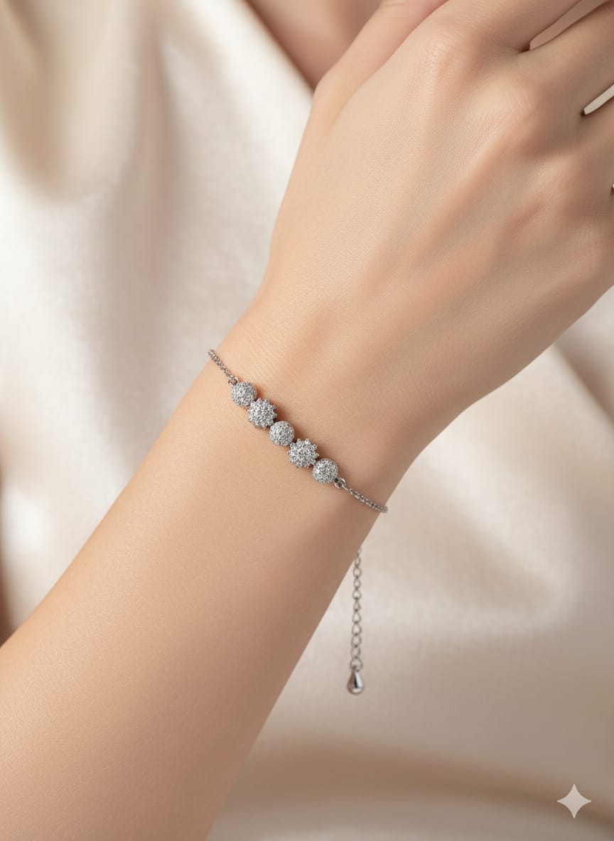 Pulsera Plata 925 y Zirconia Flowers