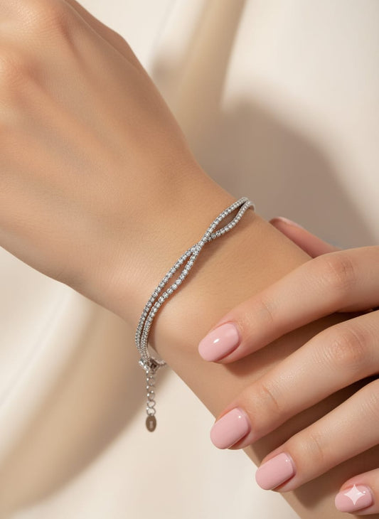 Pulsera Plata 925 Doble Tennis