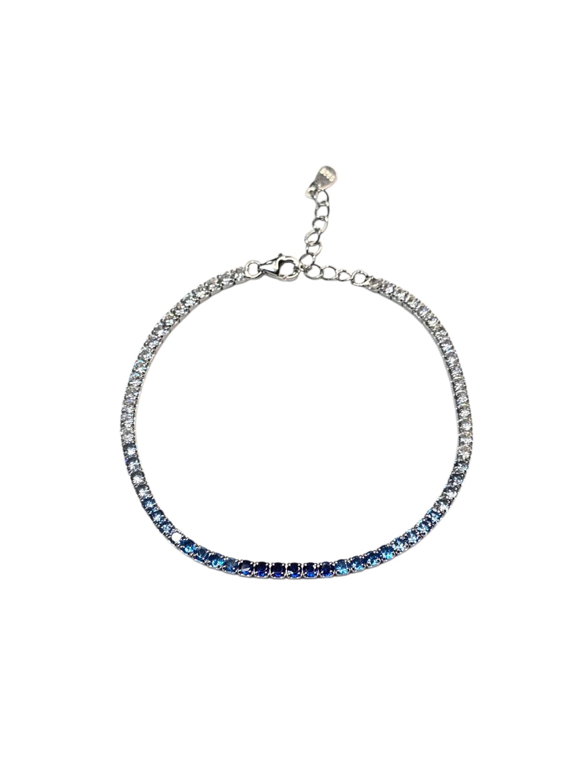 Pulsera Plata 925 Tennis Azul