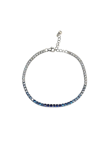 Pulsera Plata 925 Tennis Azul