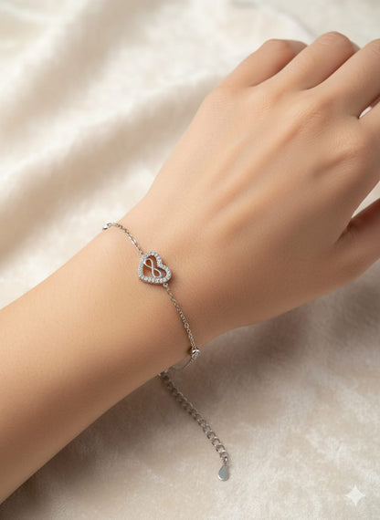 Pulsera Plata 925 Infinito y corazón
