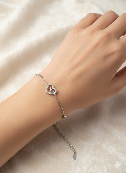 Pulsera Plata 925 Infinito y corazón