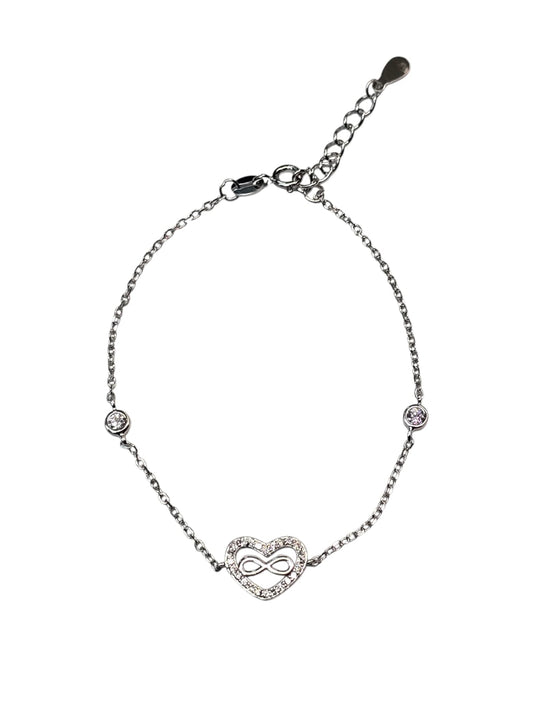 Pulsera Plata 925 Infinito y corazón
