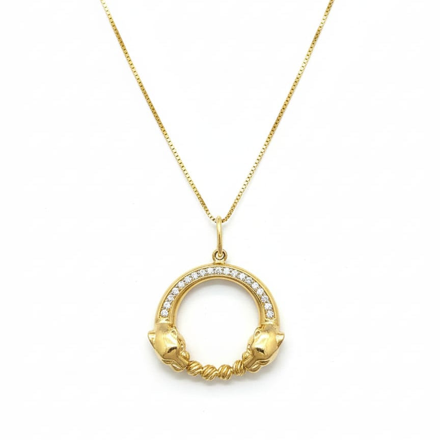 Collar Doble Pantera - collar Oro italiano 18k
