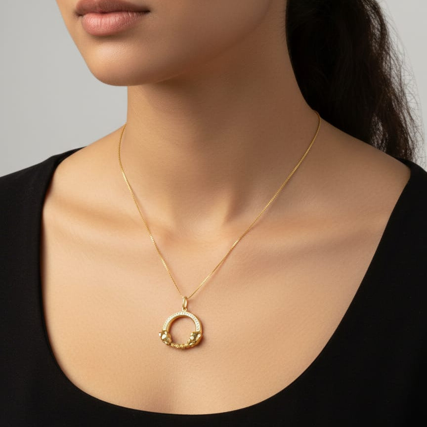 Collar Doble Pantera - collar Oro italiano 18k