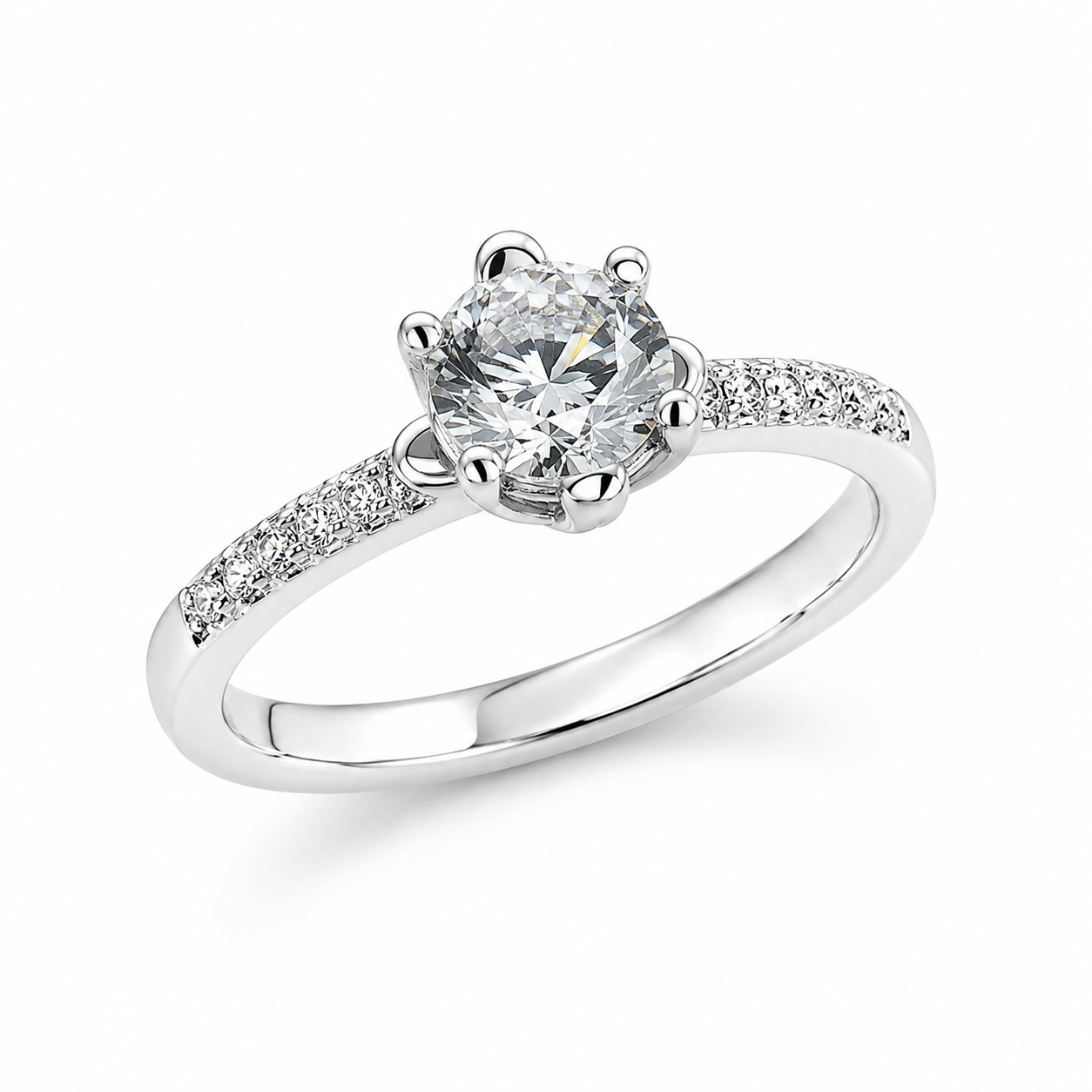 Anillo Solitario Alto - Plata 925