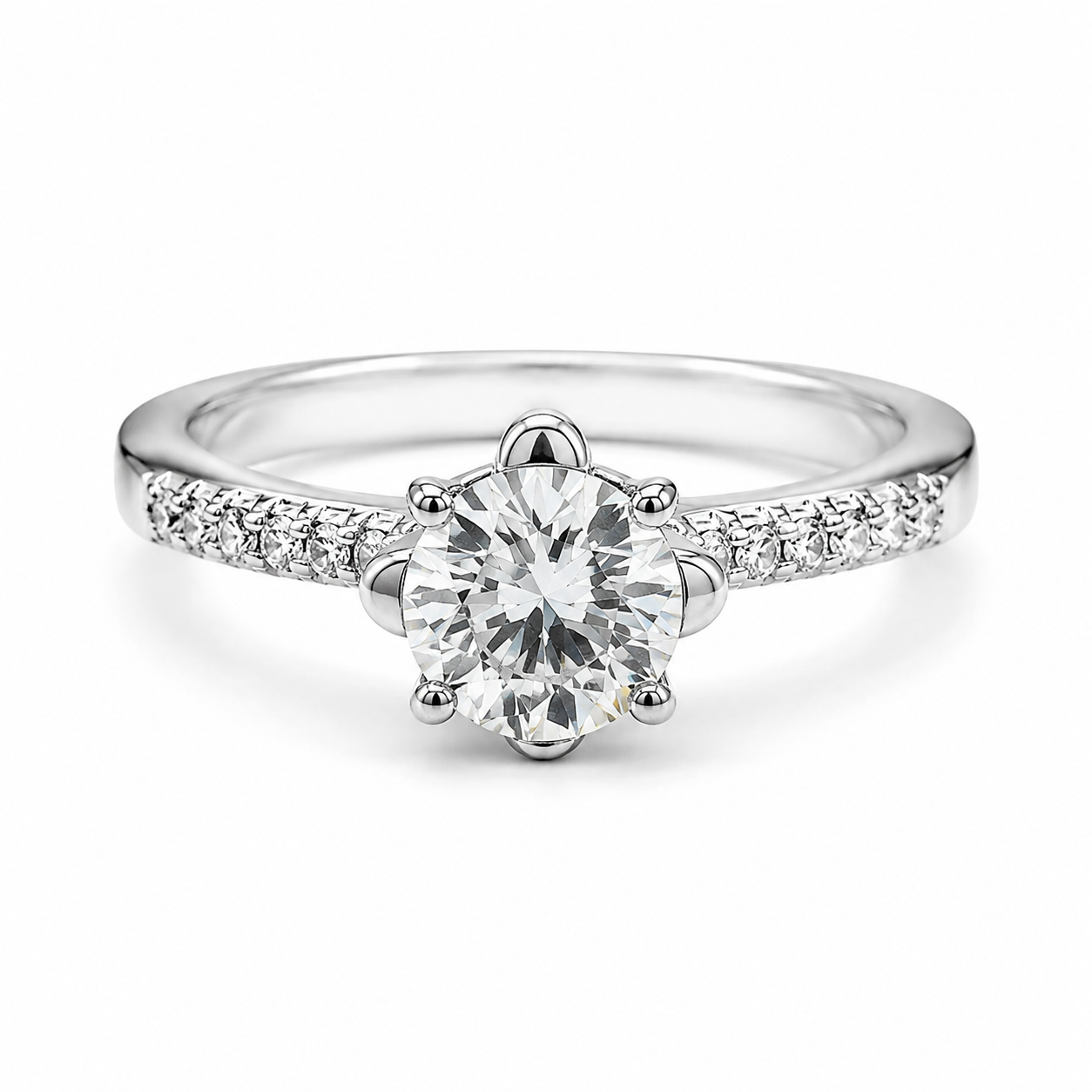 Anillo Solitario Alto - Plata 925