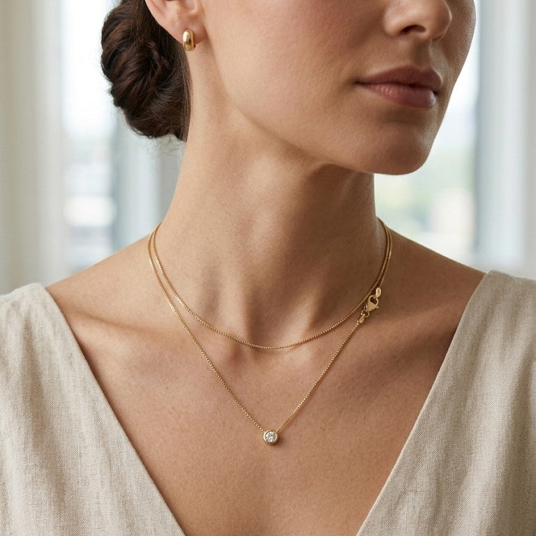 Collar Mini Punto de Luz a la Inglesa - Collar Oro 18K