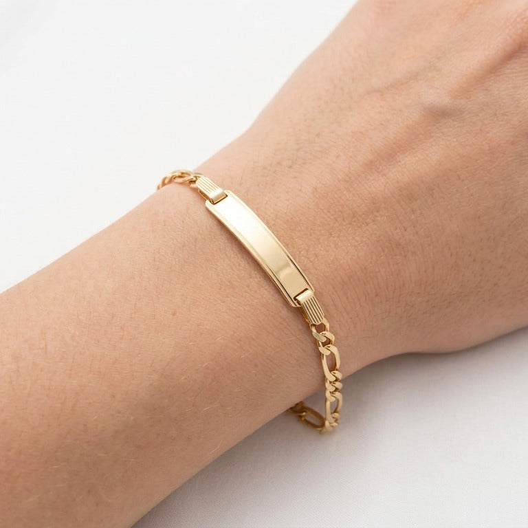 Pulsera Esclava de Identidad Figaro - Pulsera Oro Italiano 18k