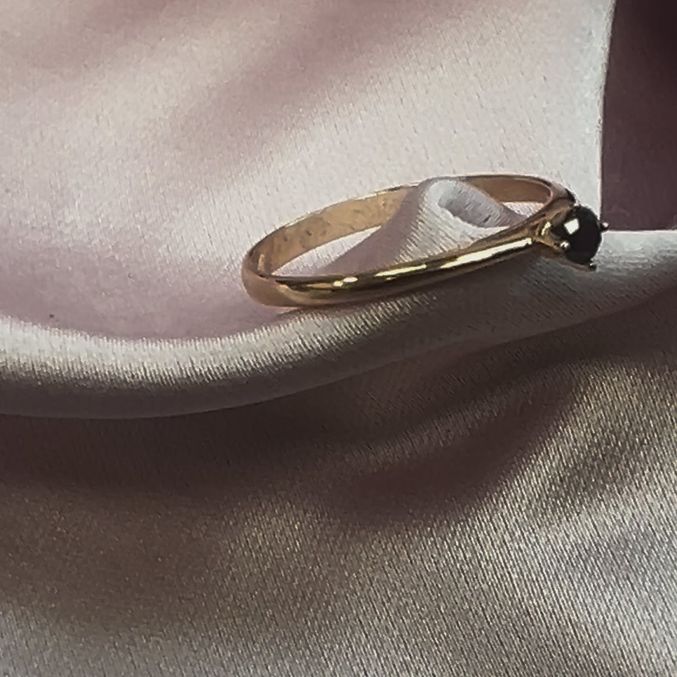 Anillo Oro Rosa Diamante Negro - Anillo Oro 18k