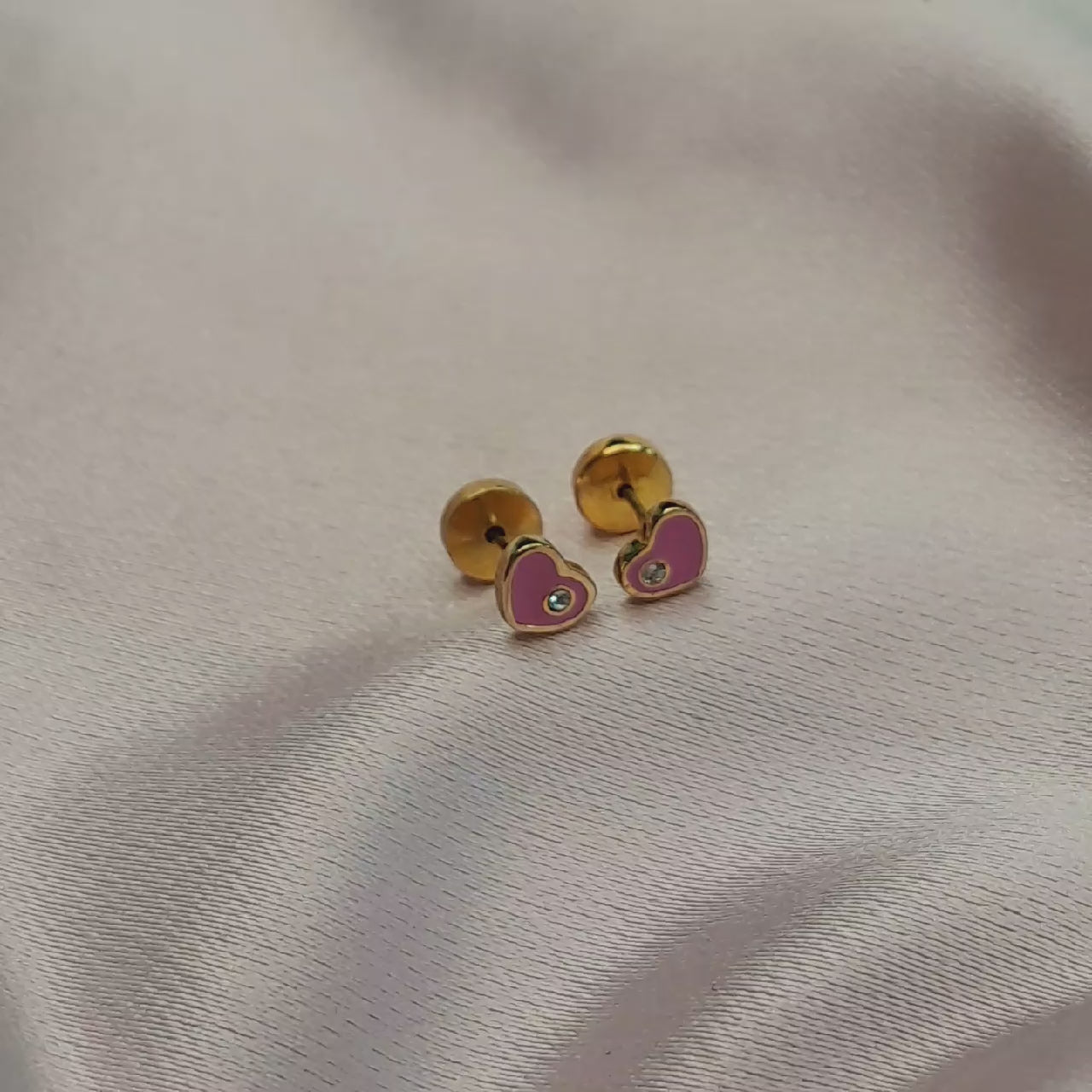 Aros abridor corazon rosa en oro