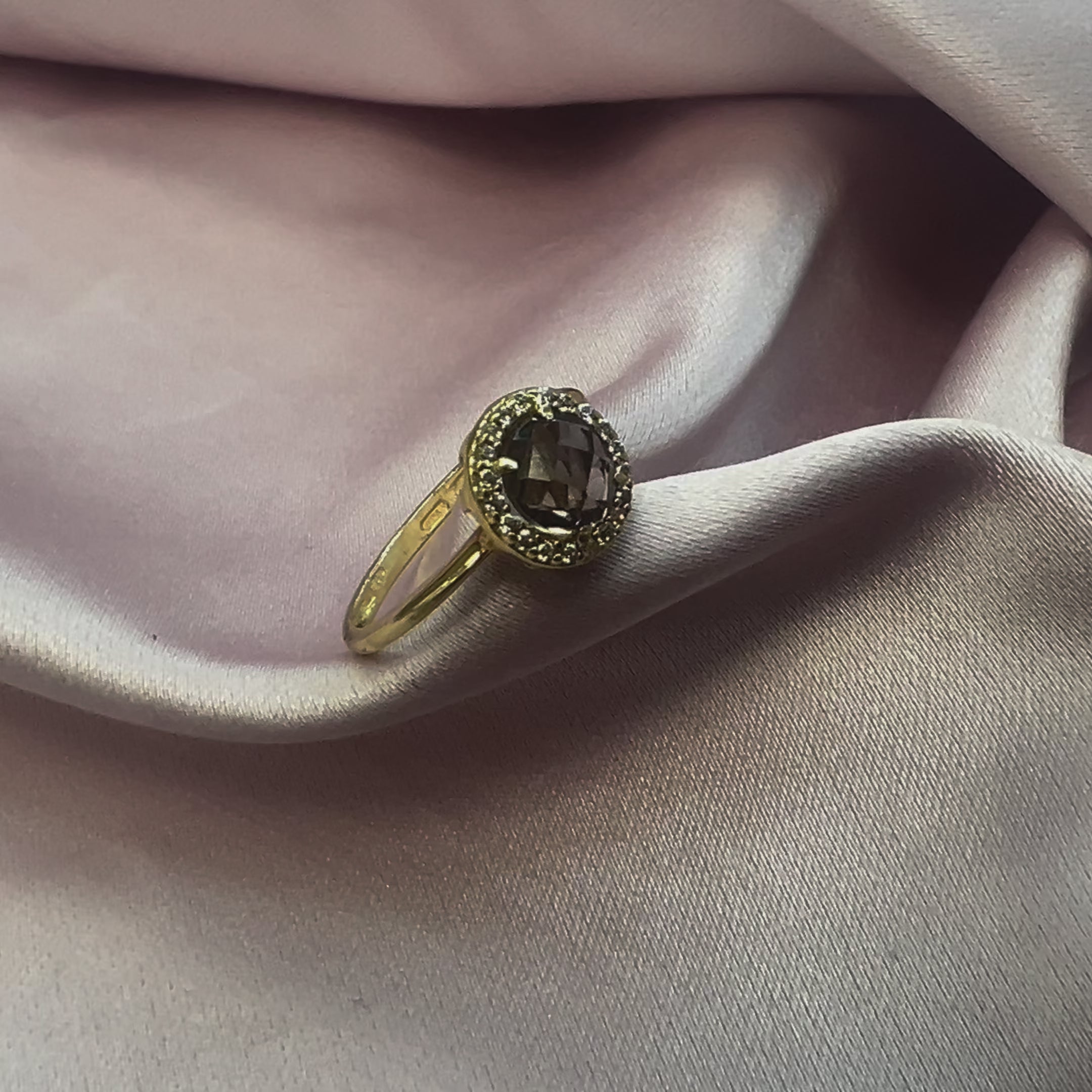 Anillo Oro amarillo amatista briolet - Anillo Oro 18k