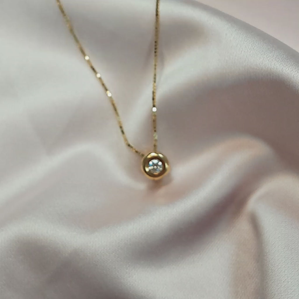 Collar Oro Amarillo Punto de Luz con Diamantes - Collar Oro 18K