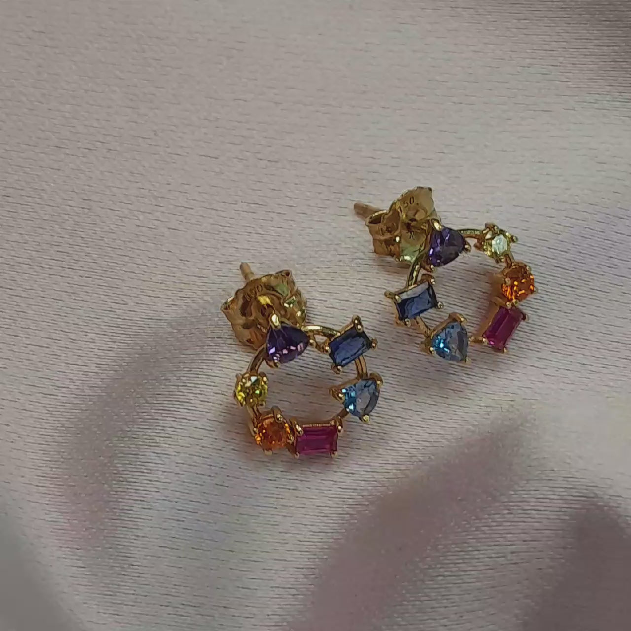 Aros en Oro amarillo y topacios - Aros Oro 18k