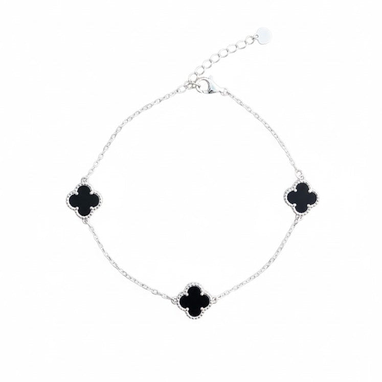 Pulsera Trébol cuatro hojas Negro