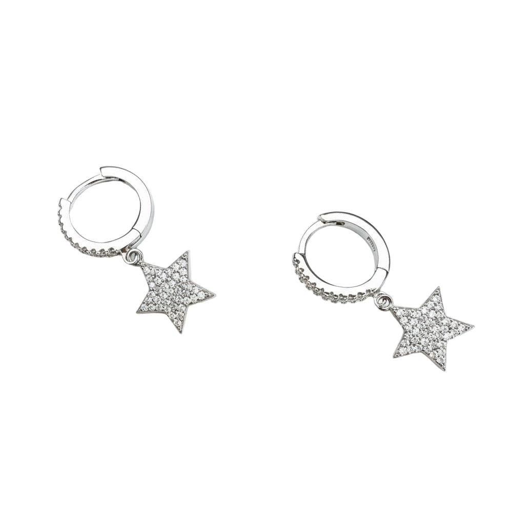 Aros Argollas Estrellas - Aros Plata 925