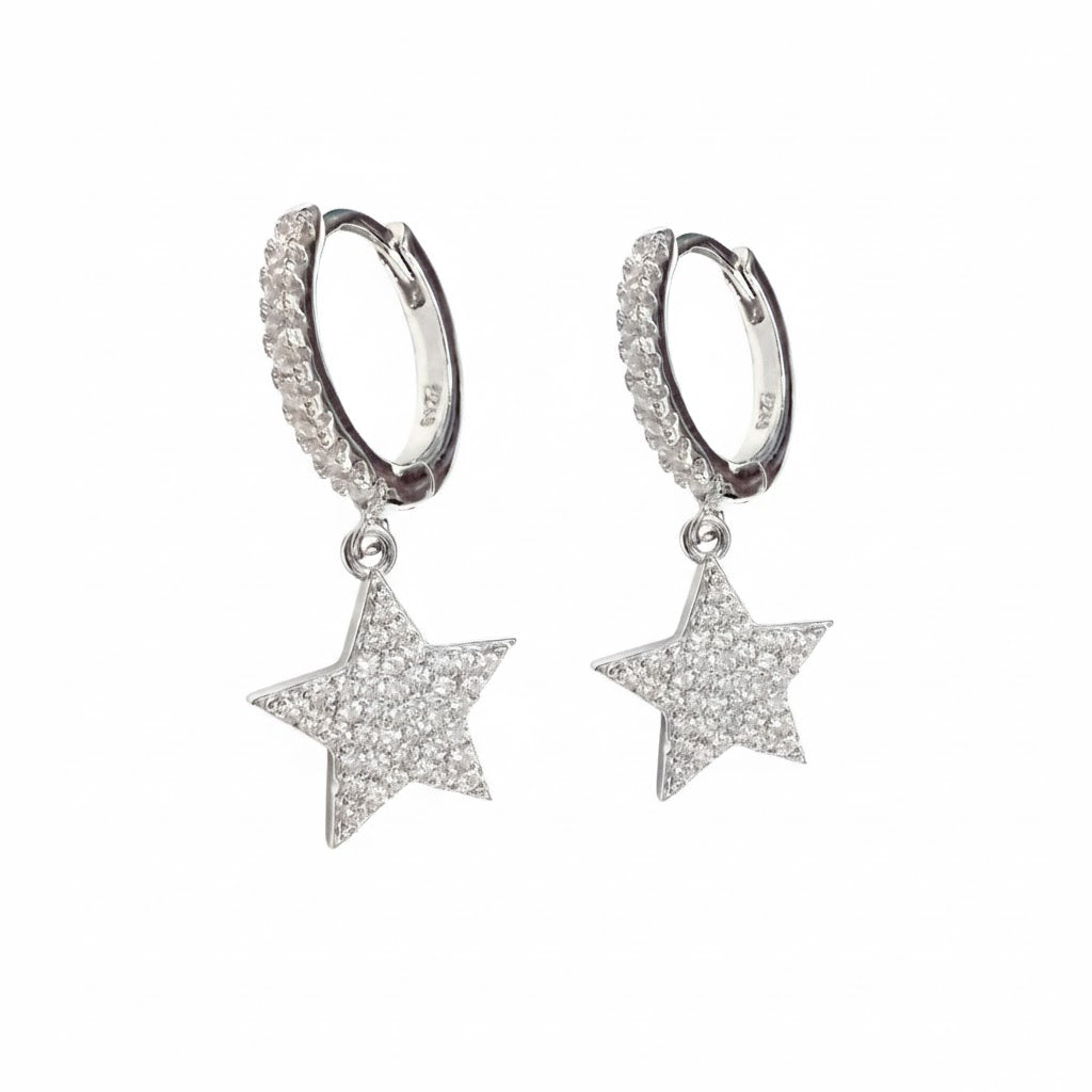 Aros Argollas Estrellas - Aros Plata 925