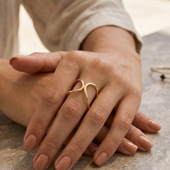 Anillo Ola en Oro - Anillo Oro italiano 18K