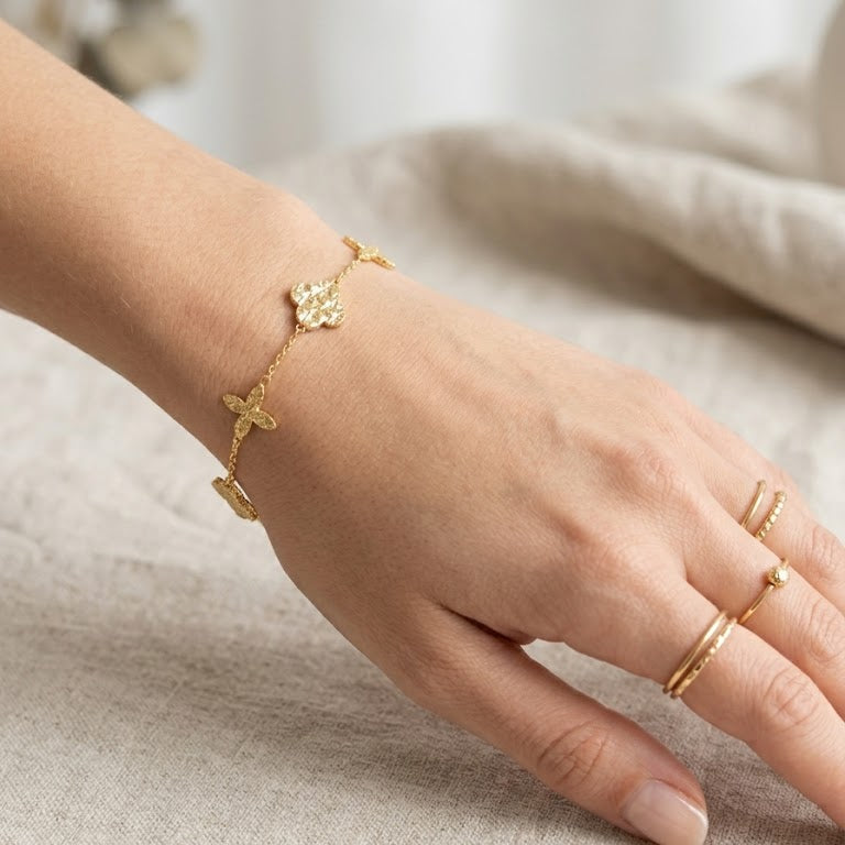 Pulsera Trébol & Estela - Pulsera Oro 18k