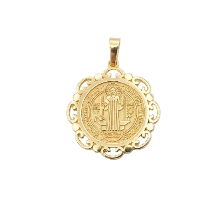 Colgante escapulario San Benito - Colgante Oro italiano 18k