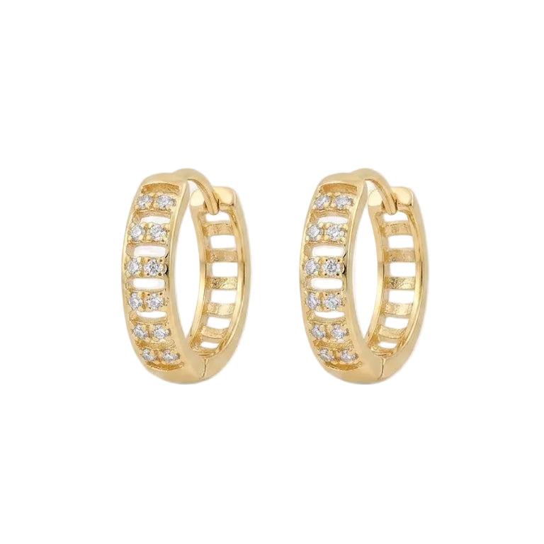 Aros  Argollas Huggie Caladas Pavé - Aros Oro 18k