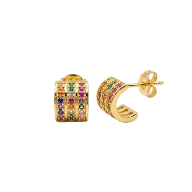 Aros Curva Rainbow Circonias - Aros Bañados