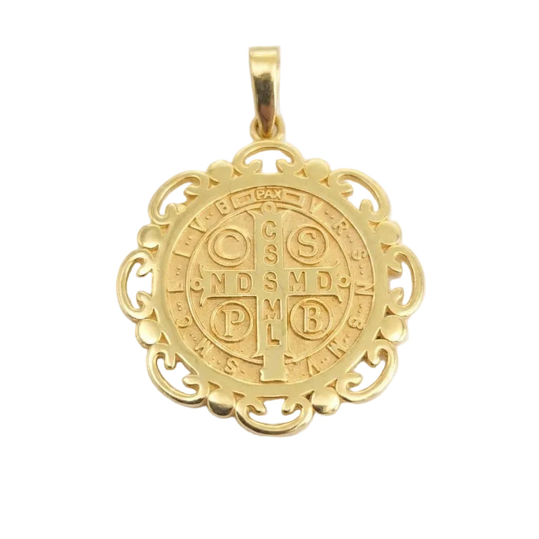 Colgante escapulario San Benito - Colgante Oro italiano 18k