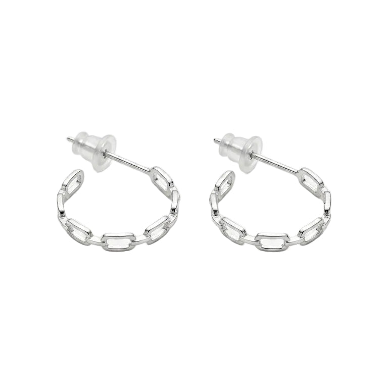 Aros Mini Argollas Cadena Paperclip - Aros plata 925