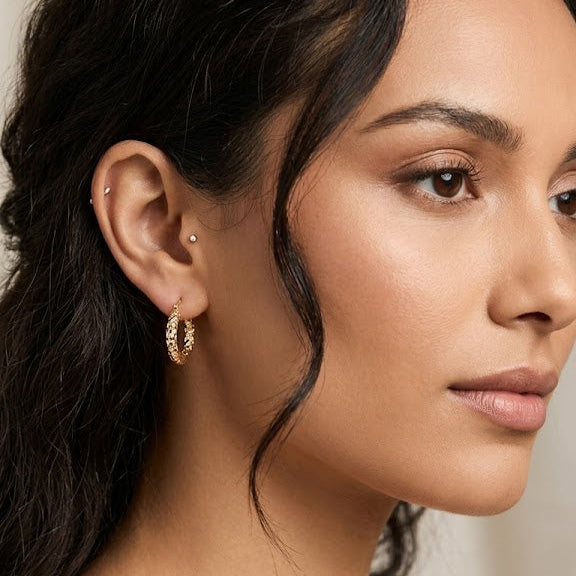 Aros Argollas Escarcha - Aros Oro 18k