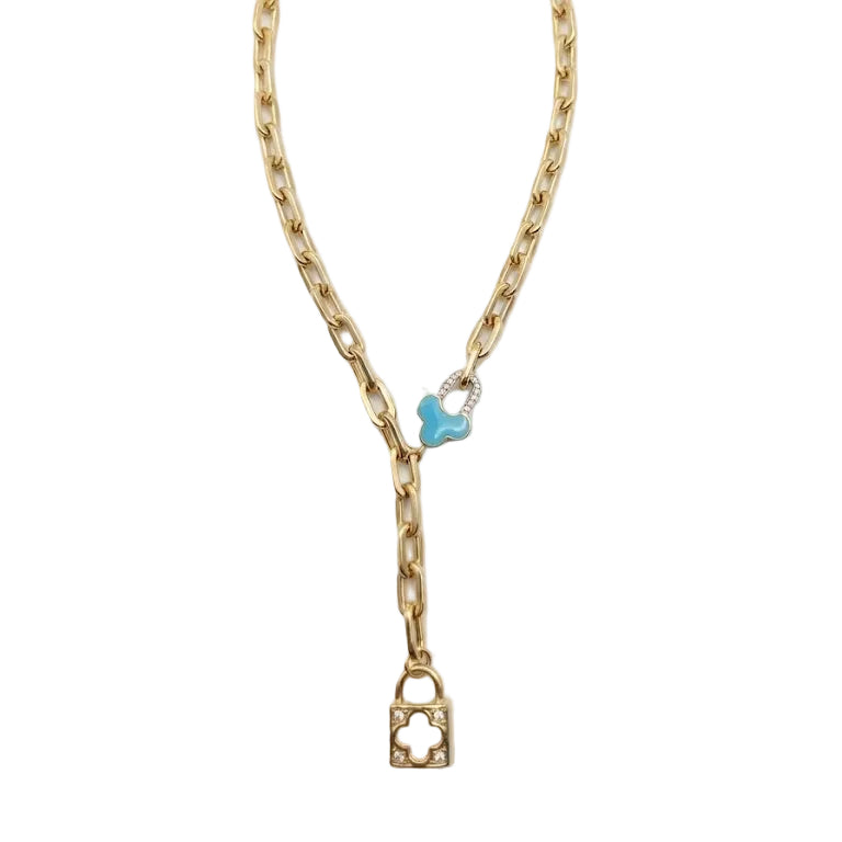 Collar Candado Fiore Blanc - Collar Oro 18k