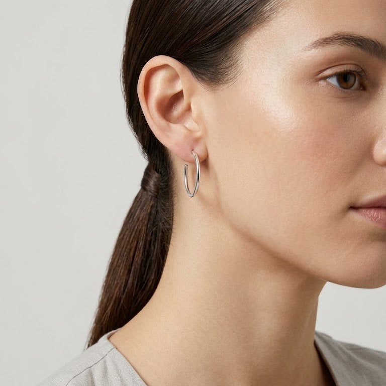 Aros semi argolla de hilo fino - Aros plata 925