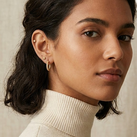 Aros Argollas Nido de Abeja - Aros Oro 18k