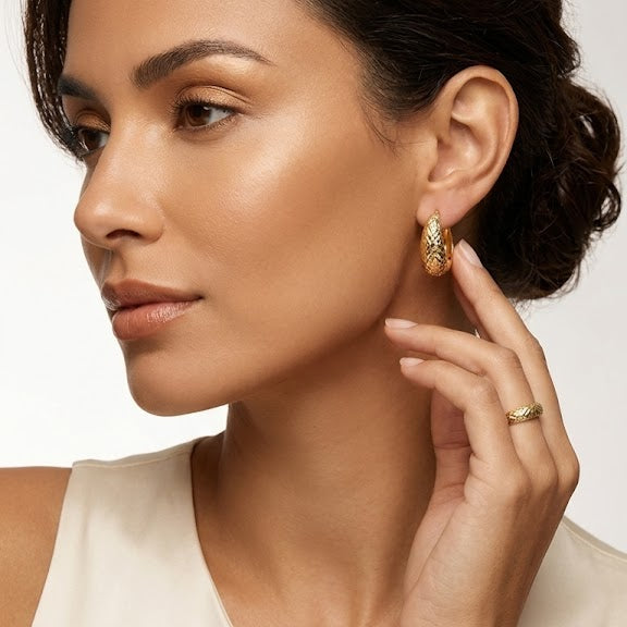 Aros Argollas Facetas- Aros Oro 18k