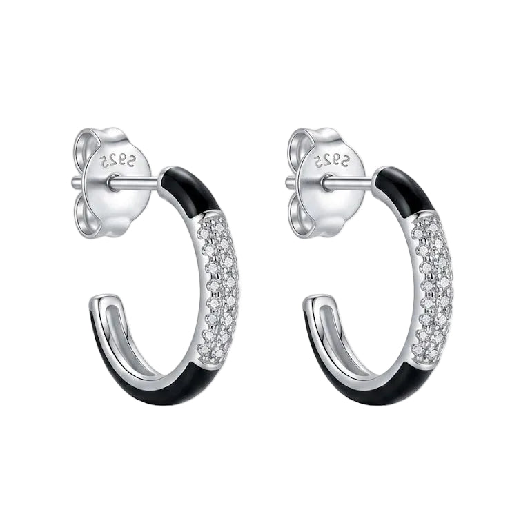 Aros Mini Argollas de Plata Esmaltadas con Brillo - Aros plata 925