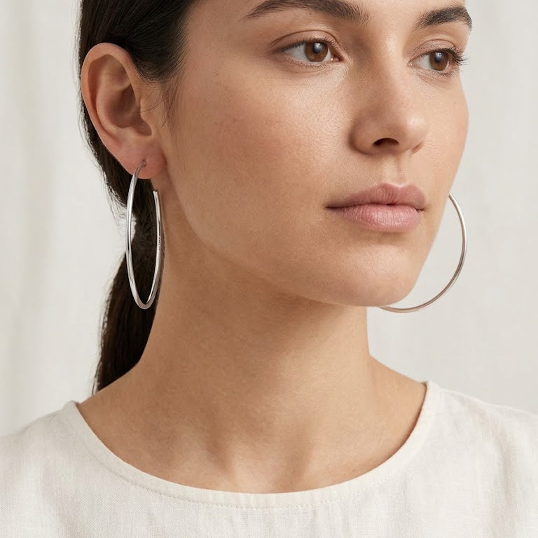 Aros semi argolla de hilo fino - Aros plata 925