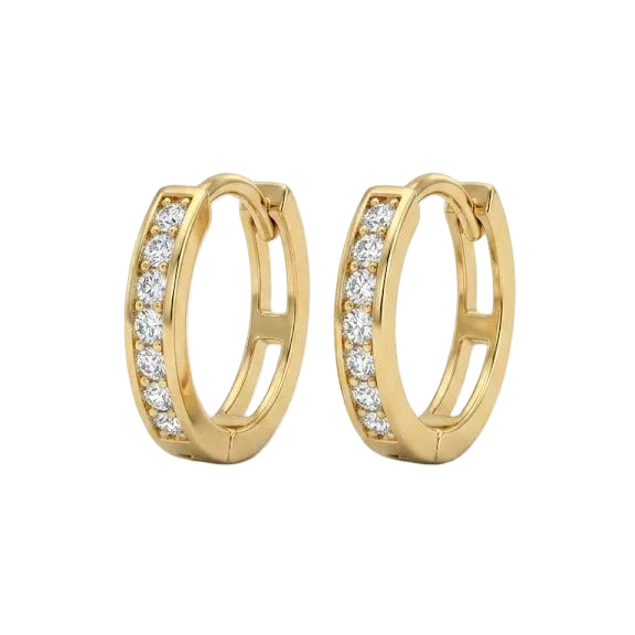Aros Huggie Pavé - Aros Oro 18k