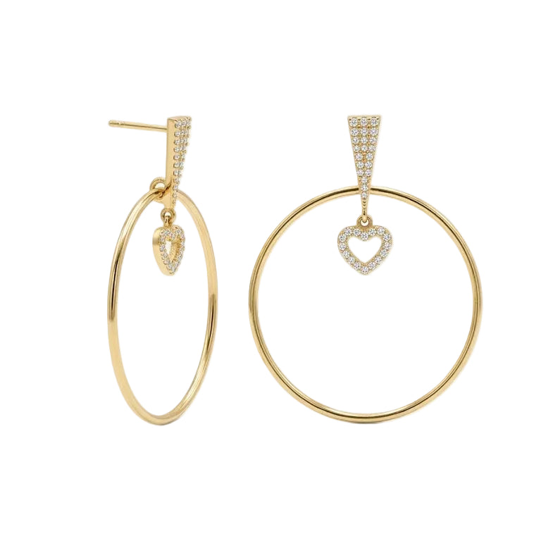 Aros Corazón de pavé - Aros Oro