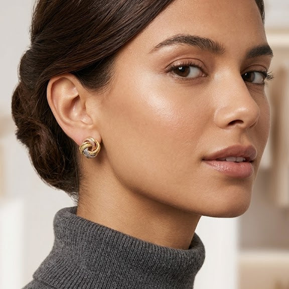 Aros Nudo Tricolor - Aros Oro 18k