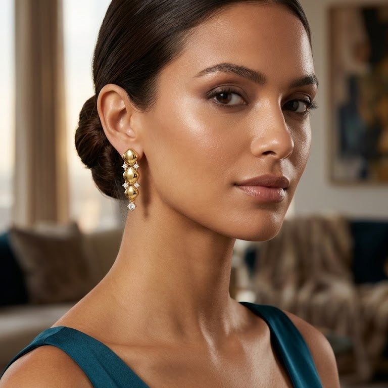 Aros Rombo Puffy - Aros Oro